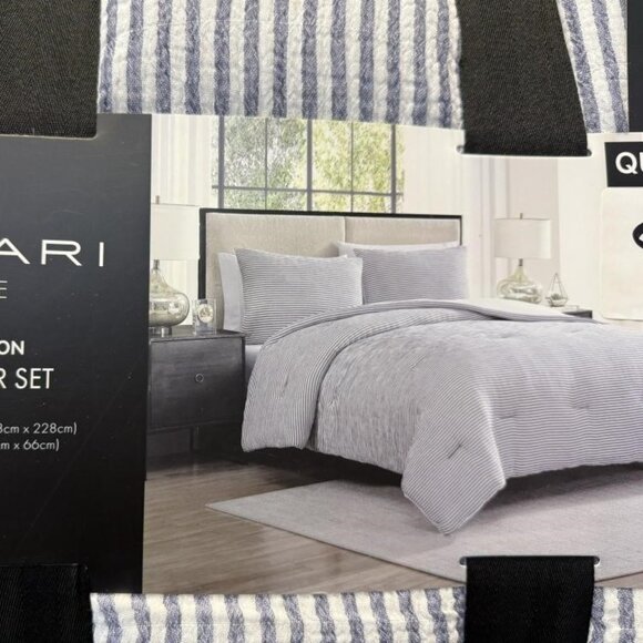 TAHARI 3 piece Cotton Comforter Set Queen NWT - Picture 2 of 6